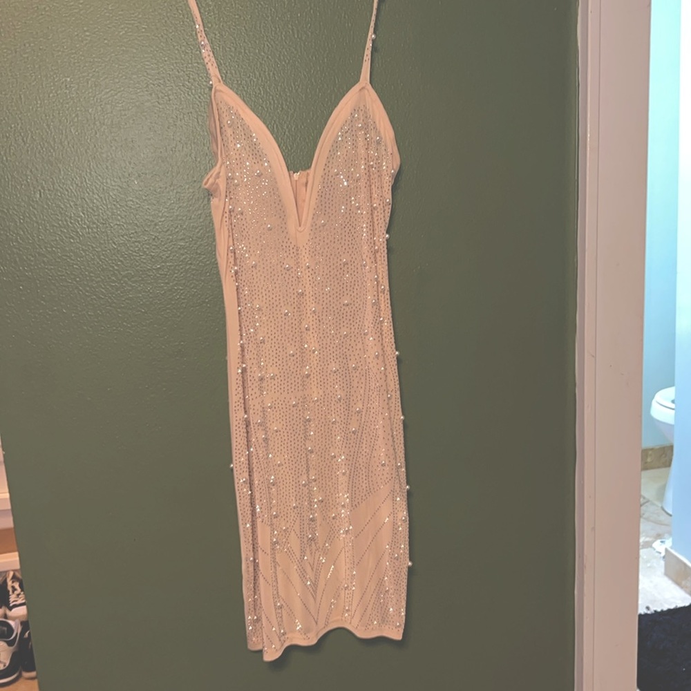 Cream sexy see through dress